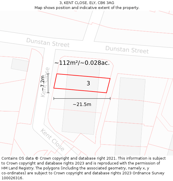 3, KENT CLOSE, ELY, CB6 3AG: Plot and title map