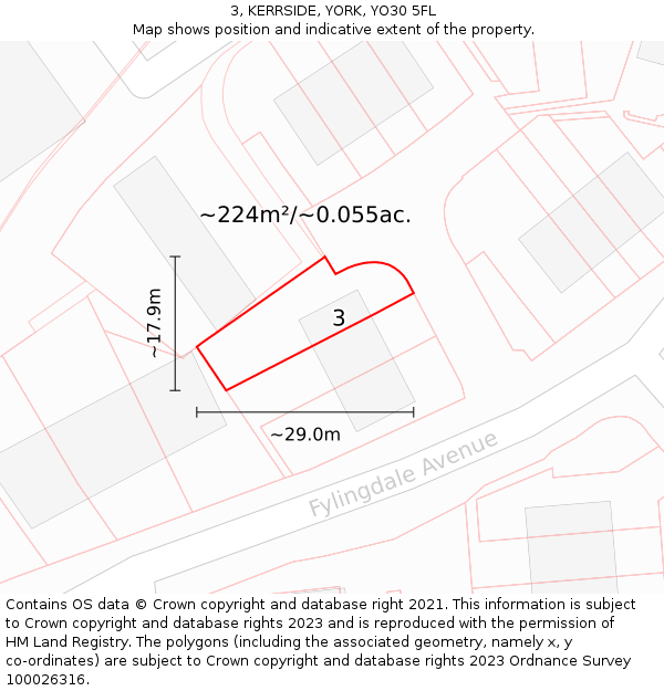 3, KERRSIDE, YORK, YO30 5FL: Plot and title map