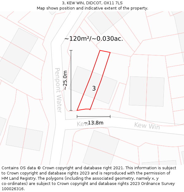 3, KEW WIN, DIDCOT, OX11 7LS: Plot and title map