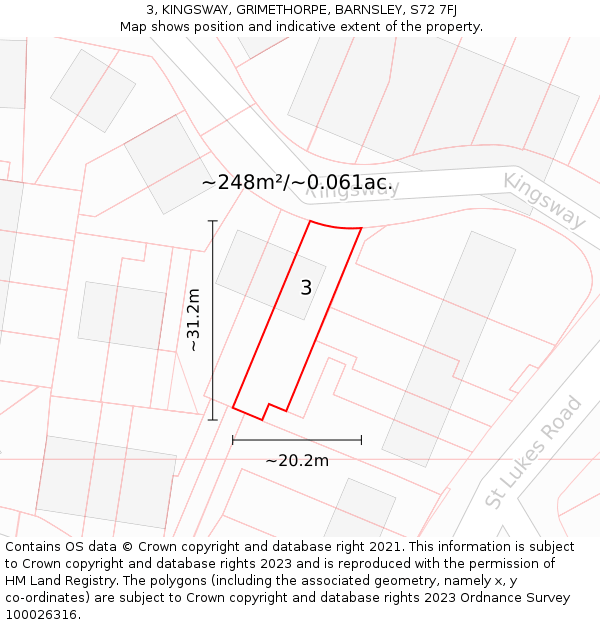 3, KINGSWAY, GRIMETHORPE, BARNSLEY, S72 7FJ: Plot and title map