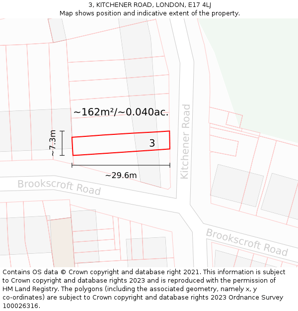 3, KITCHENER ROAD, LONDON, E17 4LJ: Plot and title map