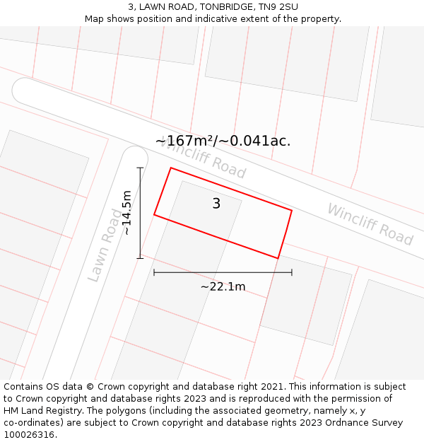 3, LAWN ROAD, TONBRIDGE, TN9 2SU: Plot and title map