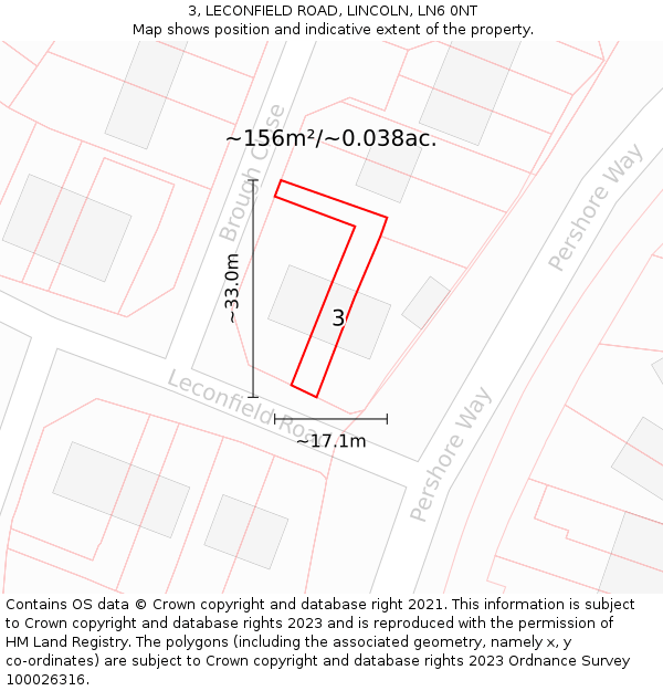 3, LECONFIELD ROAD, LINCOLN, LN6 0NT: Plot and title map
