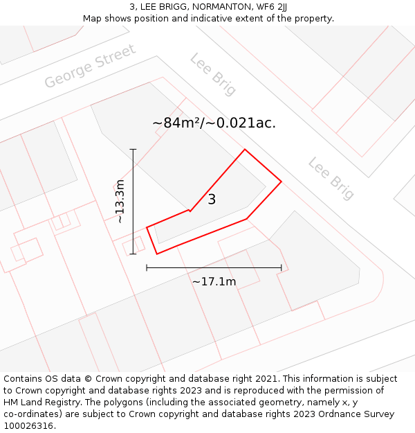 3, LEE BRIGG, NORMANTON, WF6 2JJ: Plot and title map