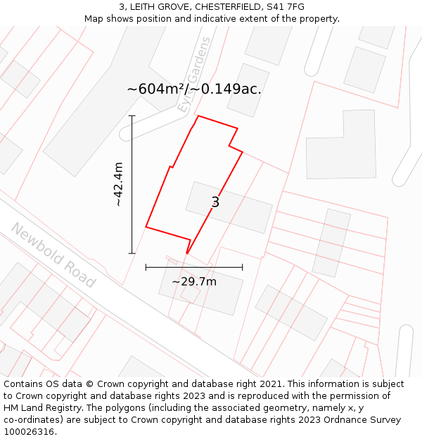 3, LEITH GROVE, CHESTERFIELD, S41 7FG: Plot and title map