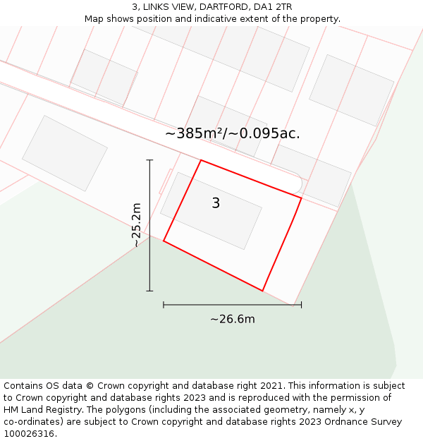 3, LINKS VIEW, DARTFORD, DA1 2TR: Plot and title map