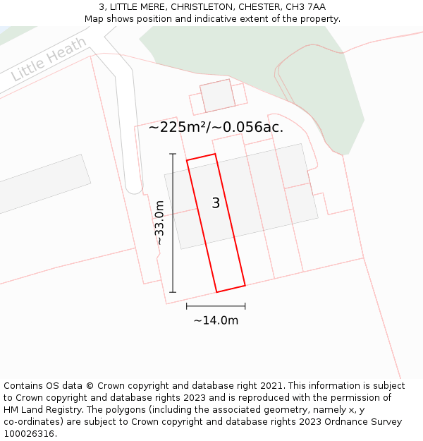 3, LITTLE MERE, CHRISTLETON, CHESTER, CH3 7AA: Plot and title map