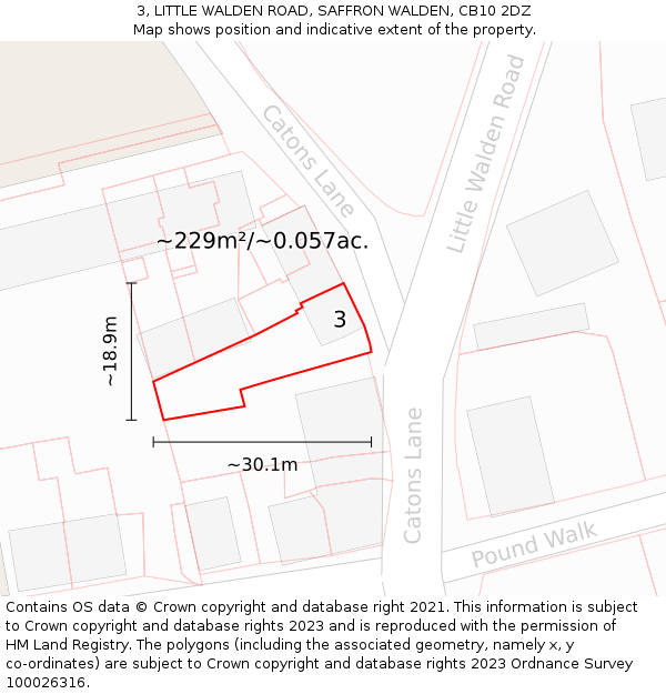 3, LITTLE WALDEN ROAD, SAFFRON WALDEN, CB10 2DZ: Plot and title map