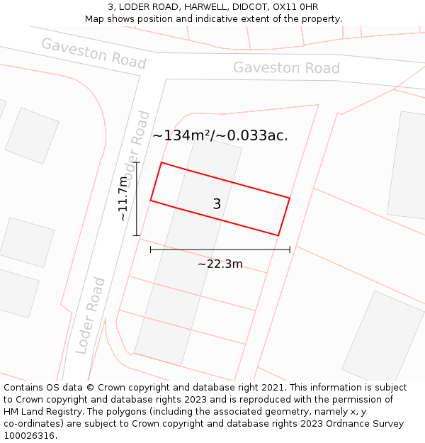 3, LODER ROAD, HARWELL, DIDCOT, OX11 0HR: Plot and title map