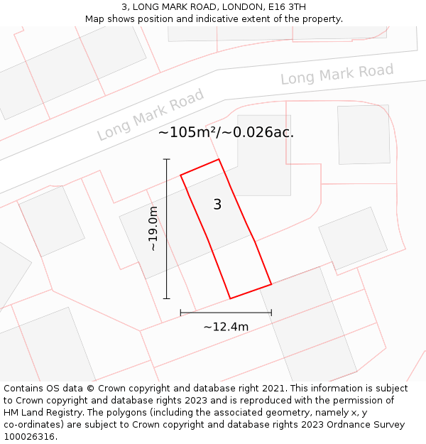 3, LONG MARK ROAD, LONDON, E16 3TH: Plot and title map