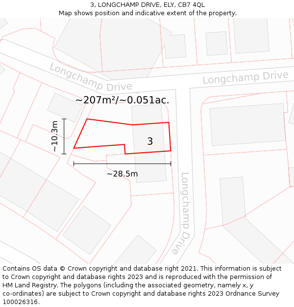 3, LONGCHAMP DRIVE, ELY, CB7 4QL: Plot and title map