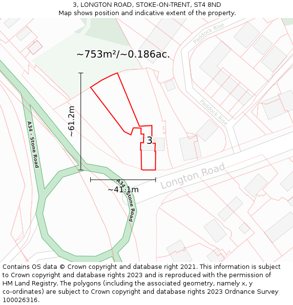 3, LONGTON ROAD, STOKE-ON-TRENT, ST4 8ND: Plot and title map