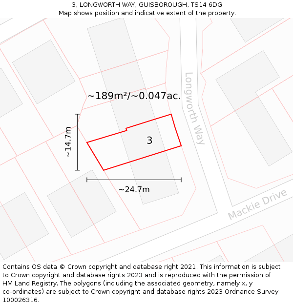 3, LONGWORTH WAY, GUISBOROUGH, TS14 6DG: Plot and title map