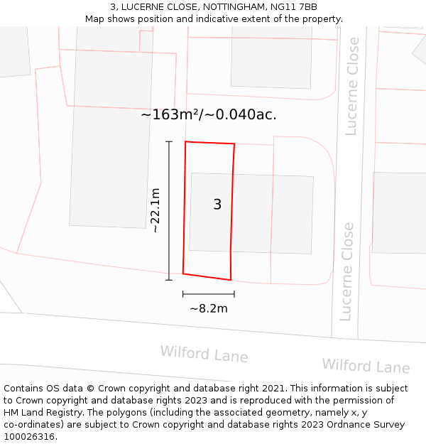 3, LUCERNE CLOSE, NOTTINGHAM, NG11 7BB: Plot and title map
