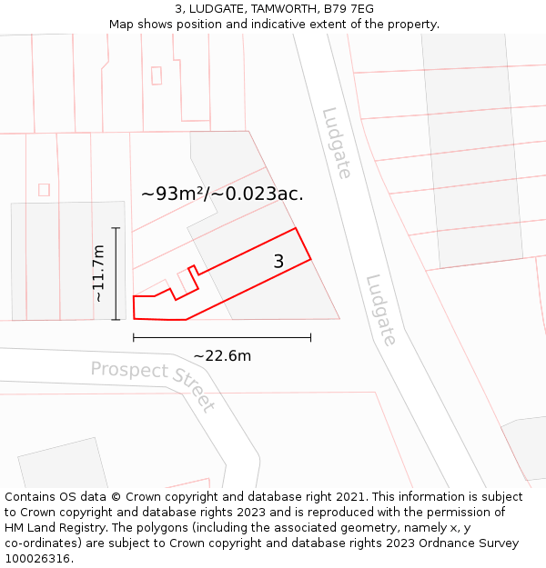 3, LUDGATE, TAMWORTH, B79 7EG: Plot and title map