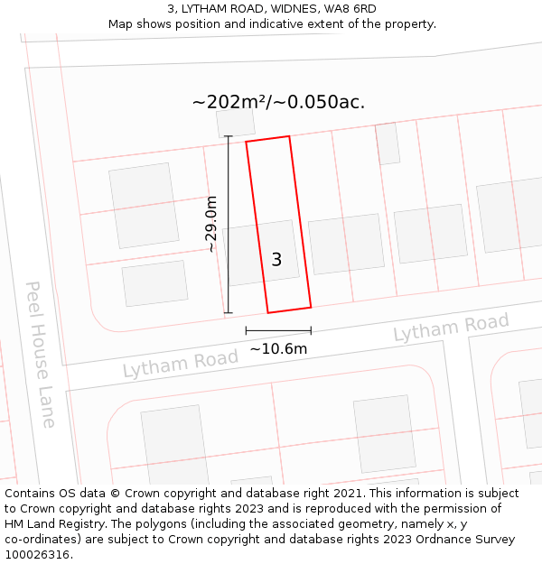 3, LYTHAM ROAD, WIDNES, WA8 6RD: Plot and title map