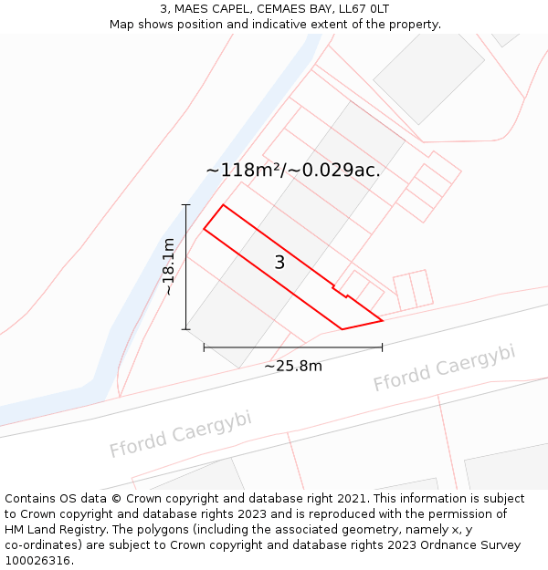 3, MAES CAPEL, CEMAES BAY, LL67 0LT: Plot and title map