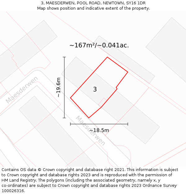 3, MAESDERWEN, POOL ROAD, NEWTOWN, SY16 1DR: Plot and title map