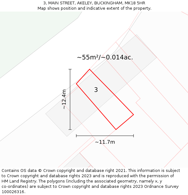 3, MAIN STREET, AKELEY, BUCKINGHAM, MK18 5HR: Plot and title map