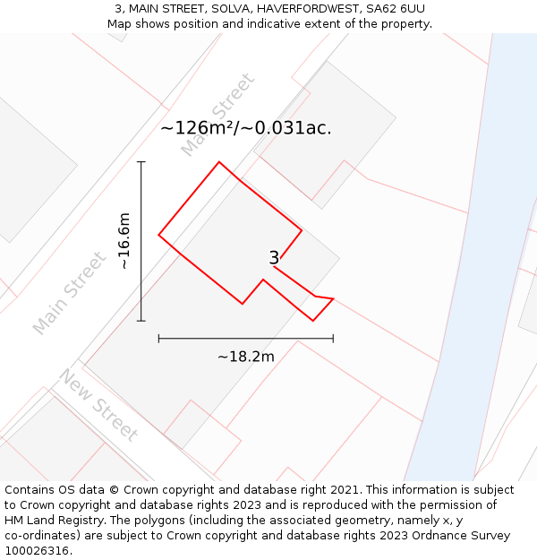 3, MAIN STREET, SOLVA, HAVERFORDWEST, SA62 6UU: Plot and title map