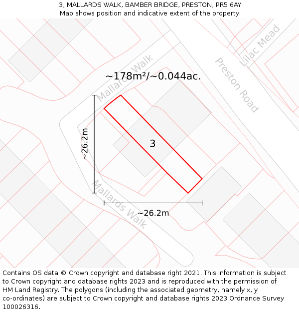 3, MALLARDS WALK, BAMBER BRIDGE, PRESTON, PR5 6AY: Plot and title map