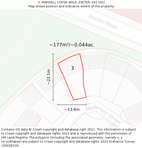 3, MANSELL COPSE WALK, EXETER, EX2 5GU: Plot and title map