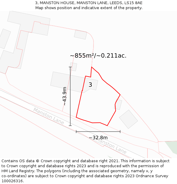3, MANSTON HOUSE, MANSTON LANE, LEEDS, LS15 8AE: Plot and title map