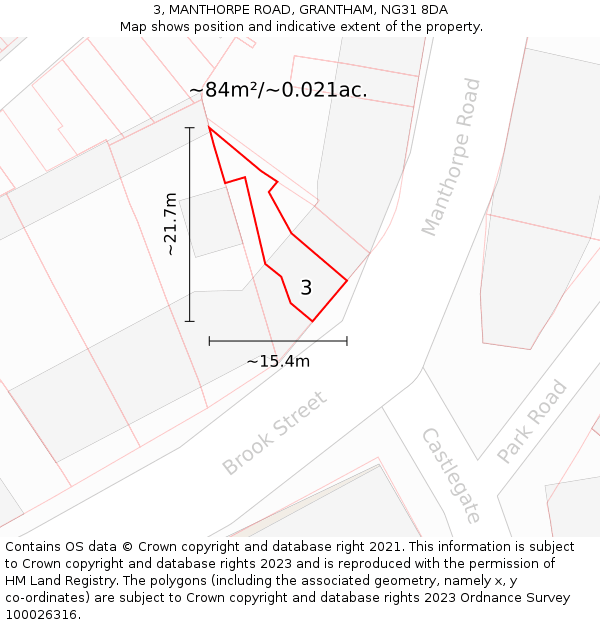 3, MANTHORPE ROAD, GRANTHAM, NG31 8DA: Plot and title map
