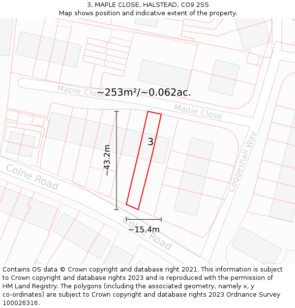 3, MAPLE CLOSE, HALSTEAD, CO9 2SS: Plot and title map