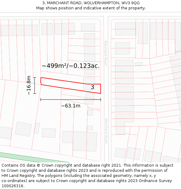 3, MARCHANT ROAD, WOLVERHAMPTON, WV3 9QG: Plot and title map