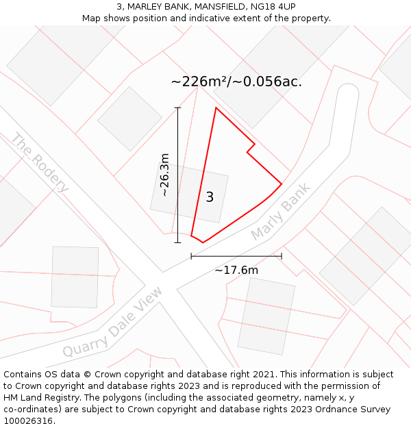 3, MARLEY BANK, MANSFIELD, NG18 4UP: Plot and title map