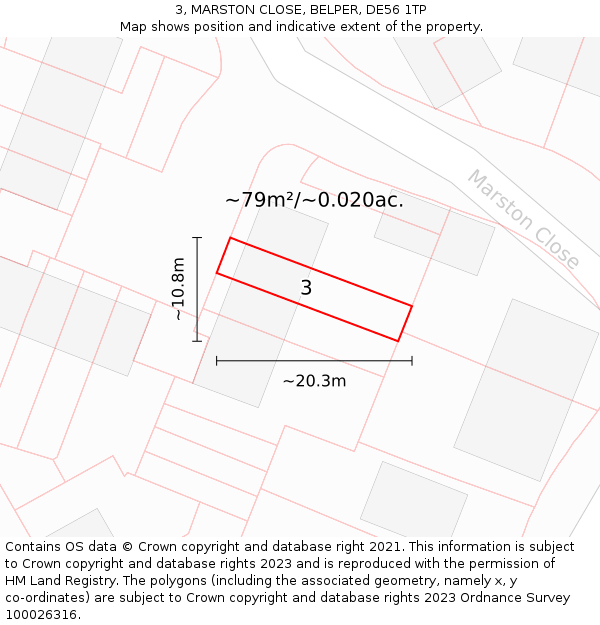 3, MARSTON CLOSE, BELPER, DE56 1TP: Plot and title map