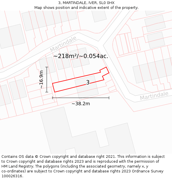 3, MARTINDALE, IVER, SL0 0HX: Plot and title map