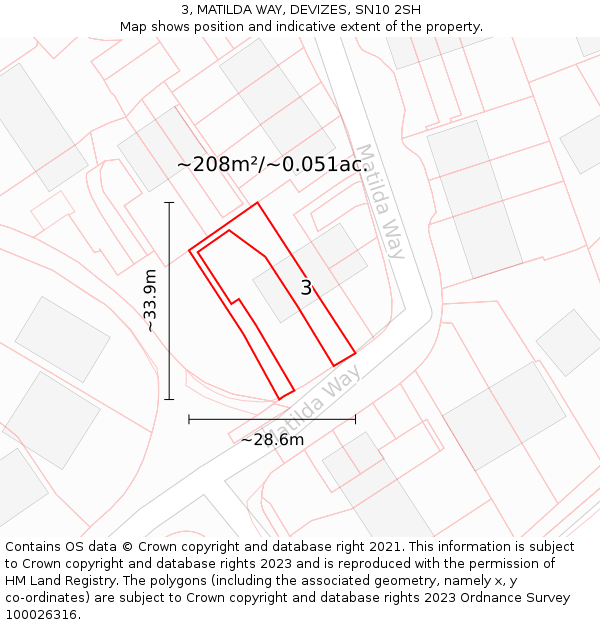 3, MATILDA WAY, DEVIZES, SN10 2SH: Plot and title map