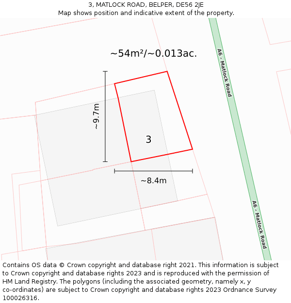 3, MATLOCK ROAD, BELPER, DE56 2JE: Plot and title map