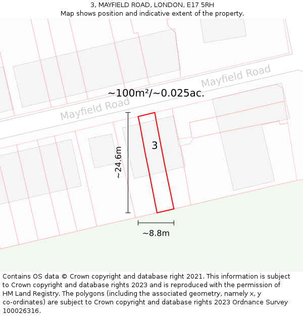 3, MAYFIELD ROAD, LONDON, E17 5RH: Plot and title map