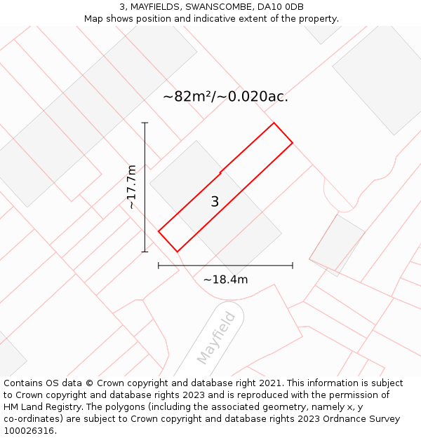 3, MAYFIELDS, SWANSCOMBE, DA10 0DB: Plot and title map