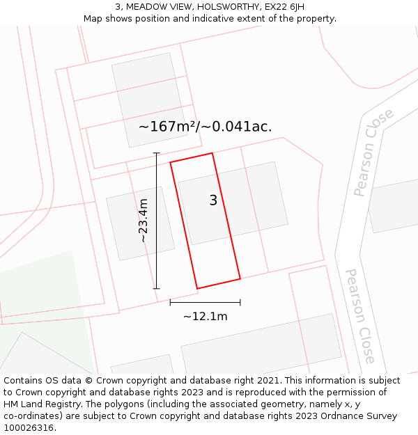 3, MEADOW VIEW, HOLSWORTHY, EX22 6JH: Plot and title map