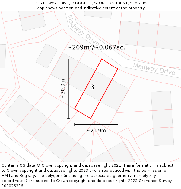 3, MEDWAY DRIVE, BIDDULPH, STOKE-ON-TRENT, ST8 7HA: Plot and title map