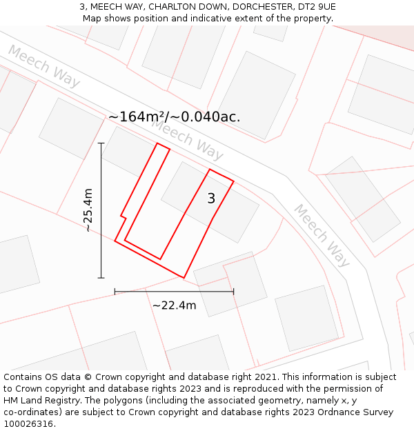 3, MEECH WAY, CHARLTON DOWN, DORCHESTER, DT2 9UE: Plot and title map