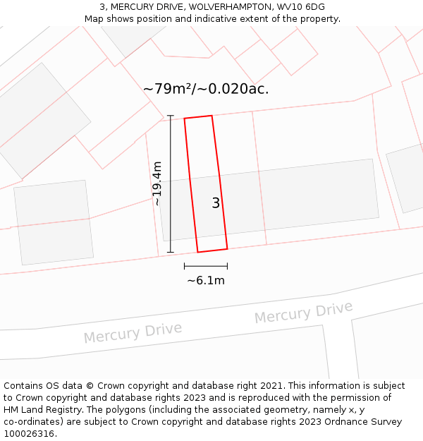 3, MERCURY DRIVE, WOLVERHAMPTON, WV10 6DG: Plot and title map