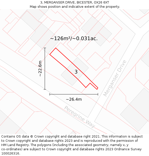 3, MERGANSER DRIVE, BICESTER, OX26 6XT: Plot and title map