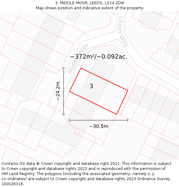 3, MIDDLE MOOR, LEEDS, LS14 2DW: Plot and title map