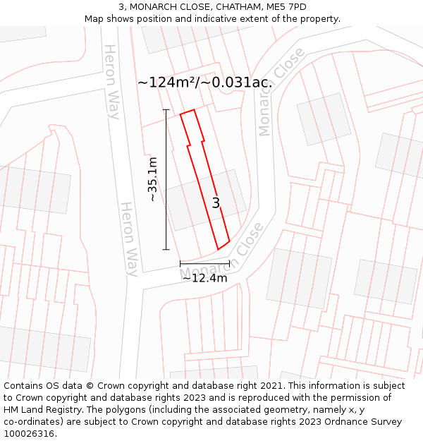 3, MONARCH CLOSE, CHATHAM, ME5 7PD: Plot and title map
