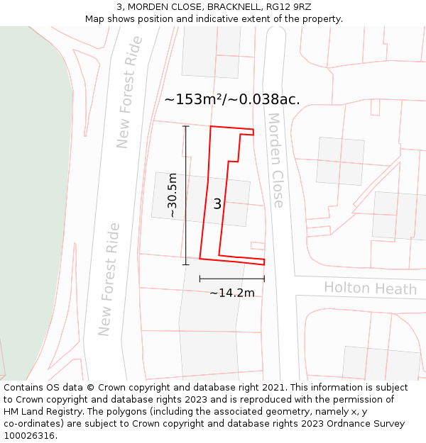 3, MORDEN CLOSE, BRACKNELL, RG12 9RZ: Plot and title map