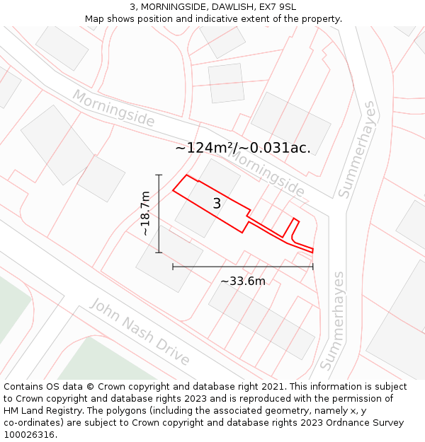 3, MORNINGSIDE, DAWLISH, EX7 9SL: Plot and title map