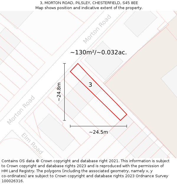3, MORTON ROAD, PILSLEY, CHESTERFIELD, S45 8EE: Plot and title map