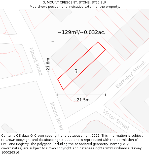 3, MOUNT CRESCENT, STONE, ST15 8LR: Plot and title map