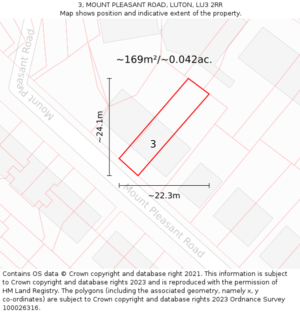 3, MOUNT PLEASANT ROAD, LUTON, LU3 2RR: Plot and title map