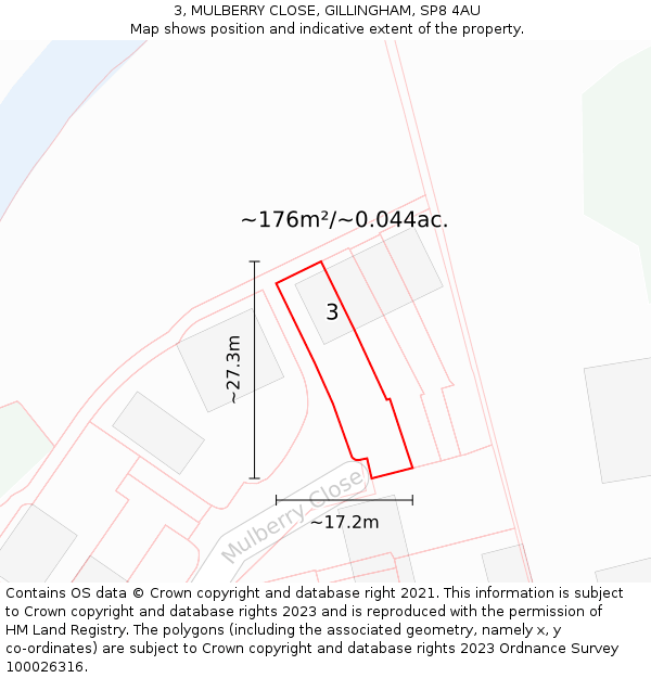 3, MULBERRY CLOSE, GILLINGHAM, SP8 4AU: Plot and title map